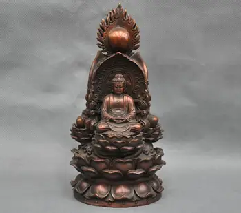 

mei 11'' China Bronze 3 Buddha Guanyin Shakyamuni Ksitigarbha Statue