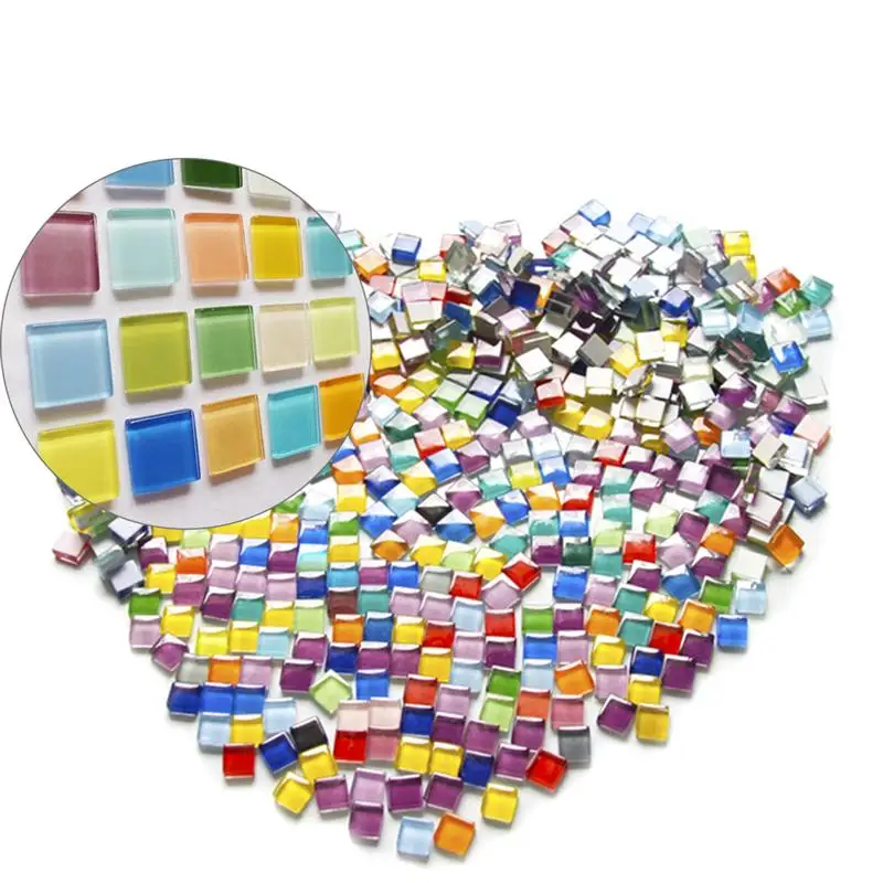 600g 10mm Colorful Square Mosaic Tiles Glass Mosaic Supplies For DIY Arts& Crafts Mosaic Making Children Puzzle Art Craft A3