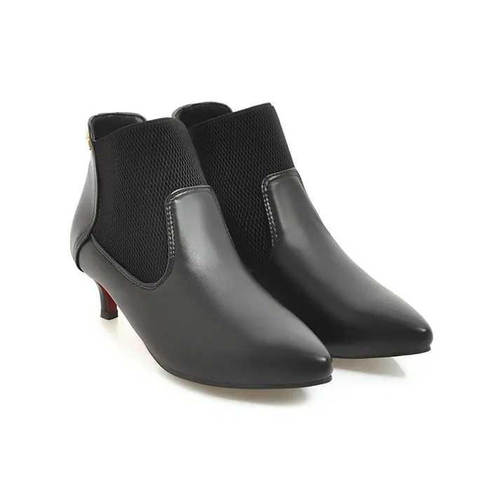 Meotina/Женская обувь ботильоны ботинки «Челси» на каблуке «рюмочка» осенние полусапожки на среднем каблуке зимняя модная женская обувь с бантом размеры 45, 46 - Цвет: black1