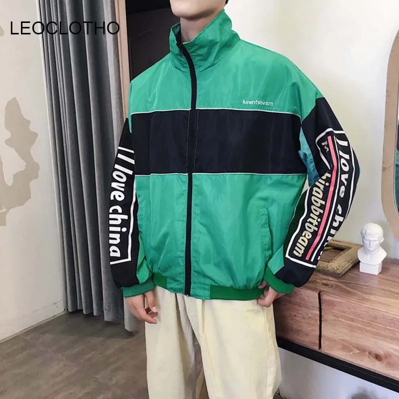 LEOCLOTHO Vintage Jackets Men Color Block Stand Collar Zip Track Coats Summer Reggae Retro Windbreaker Jacket Men Streetwear LEOCLOTHO Vintage Jackets Men Color Block Stand Collar Zip Track Coats Summer Reggae Retro Windbreaker Jacket Men Streetwear