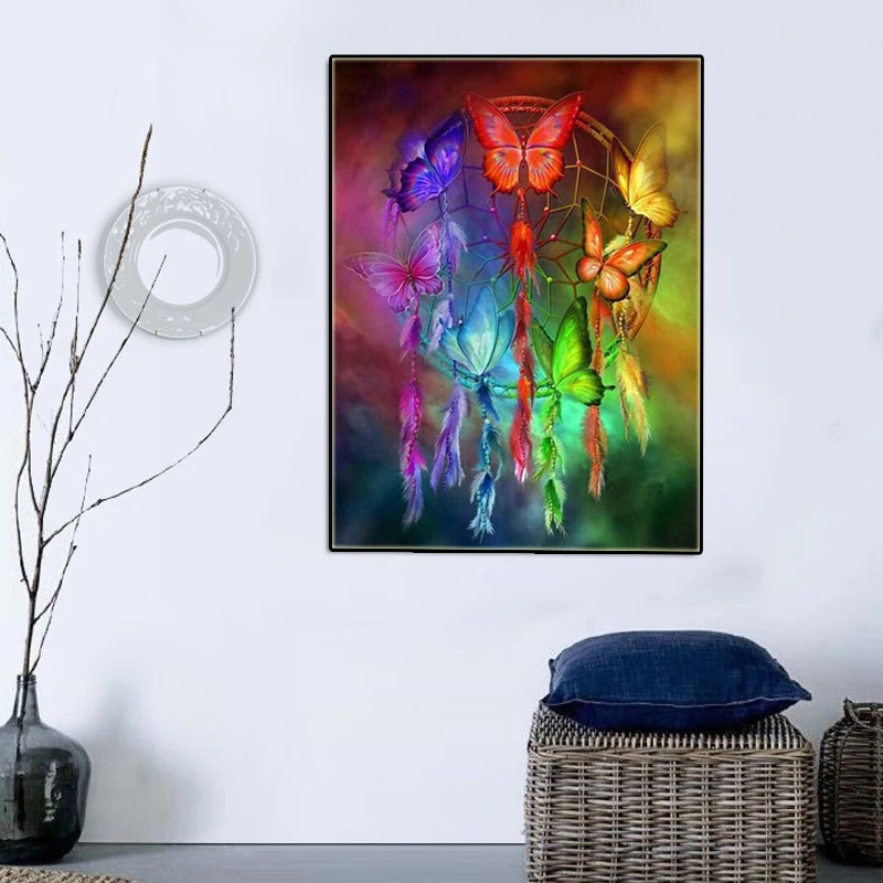 

Full square / round diamond 5D DIY diamond painting "Butterfly Dream Catcher" 3D embroidery cross stitch mosaic decoration