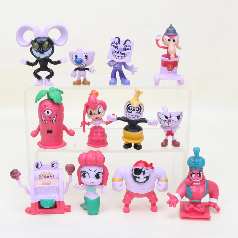

12pcs/set Game Cuphead Figure Toy Mugman the Devil Legendary Chalice King Dice PVC action figure Cuphead Character model toys