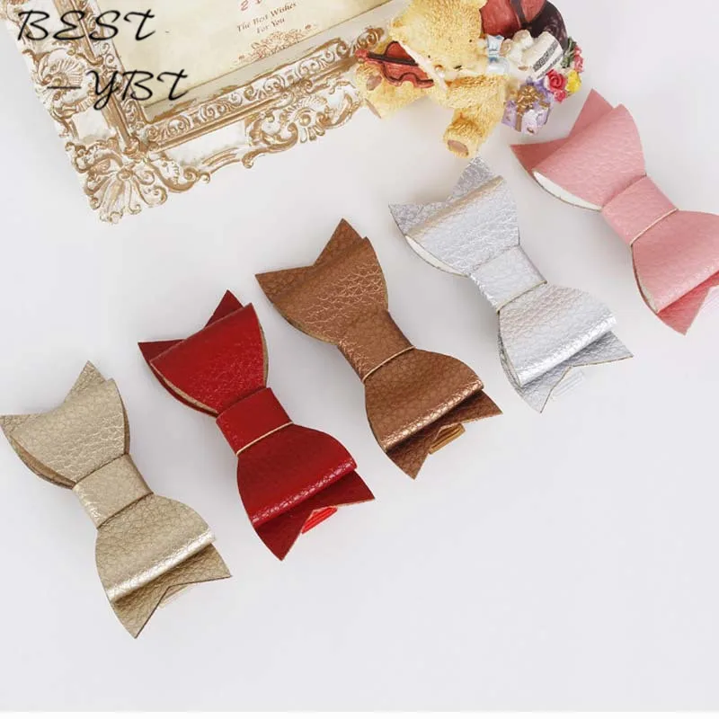 Gril Boutique Leather Hair Clip Cute Leather Hairpins Soft Leather Bow