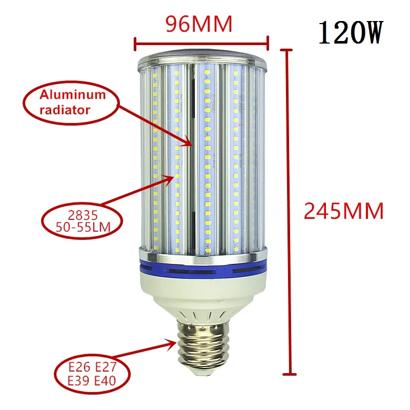 E26 E39 уличного освещения E27 E40 Светодиодный лампочки 70 Вт 100 Вт 120 Вт 180 Вт кукурузы лампа для промышленные высокостеллажный склад инженер spotlight