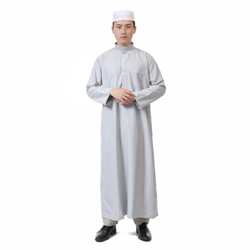 Арабская Мужская мусульманская одежда для мужчин, Саудовская Аравия, джубба тюбэ абайя ИД, традиционные однотонные халаты, Алла Салам, Арабская одежда 52-62 - Цвет: Color2