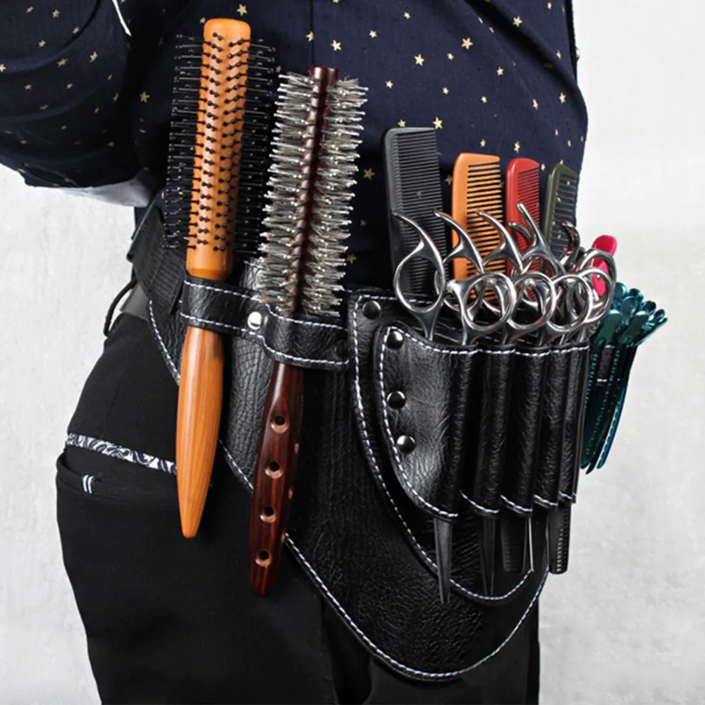Pouch font b Case b font with Waist Shoulder Belt Holster Scissors Clips Combs PU Leather