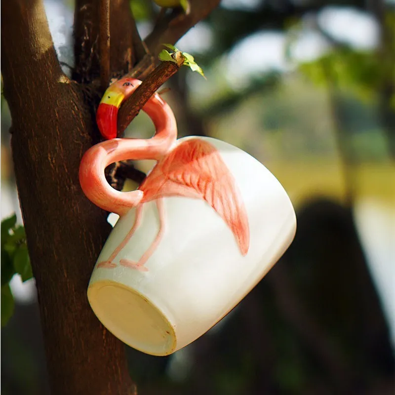 3D Фламинго керамическая кофейная кружка Милая чашка для завтрака кружки кофе молоко чай воды чашки творческие посуда для напитков подарки на день рождения для девочек