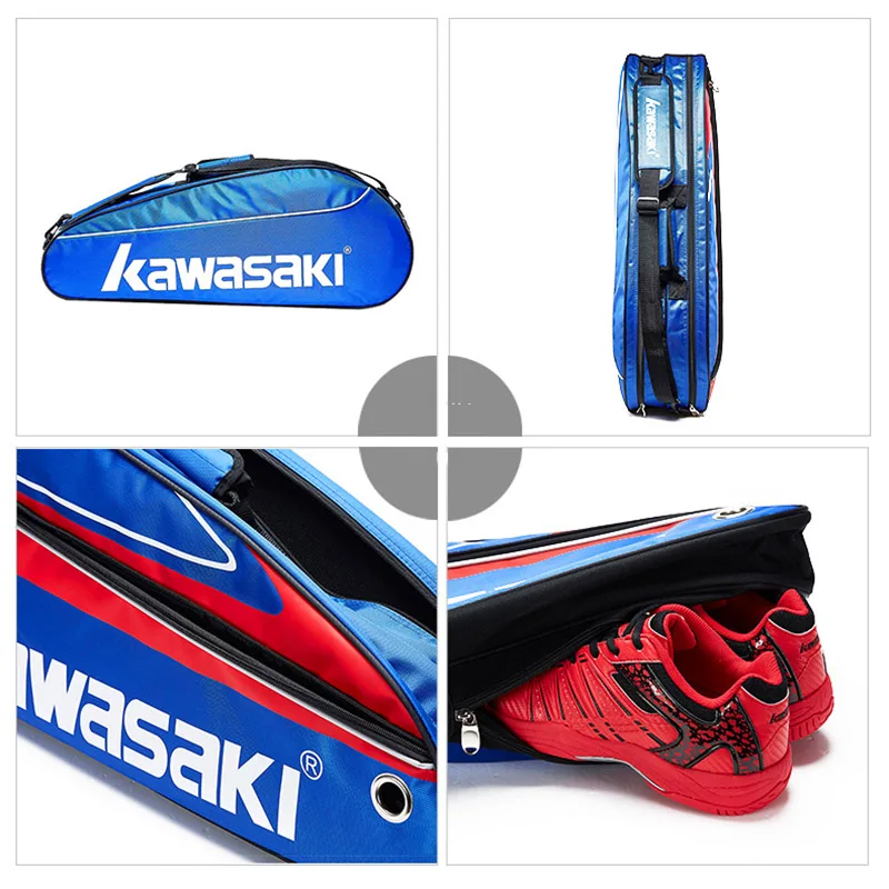 Kawasaki raqueta de bádminton bolsa impermeable hombro raqueta de Squash deportes de equipo bolsas pueden contener 3 raquetas con bolsa de zapatos Kawasaki raqueta de bádminton bolsa impermeable hombro raqueta de Squash deportes de equipo bolsas pueden contener 3 raquetas con bolsa de zapatos