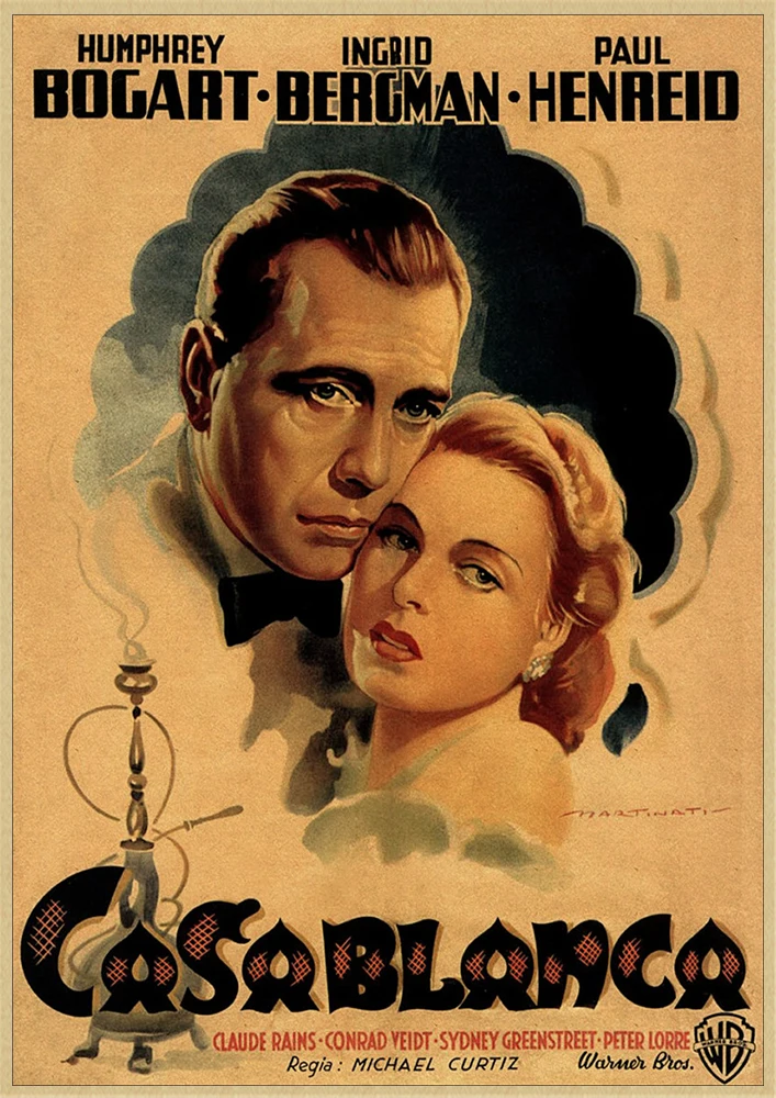 Голливуд фильм Casablanca крафт-бумага плакат старый классический Любовь бар театр кафе декоративная живопись - Цвет: Тёмно-синий