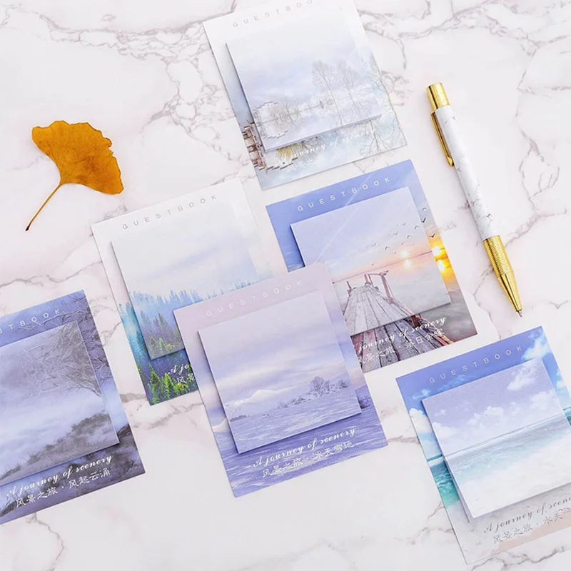 

1 Piece Beautiful Scenery Pink Clouds Student Memo Pad Planner Sticky Note Paper Sticker Kawaii Stationery 30 Pages