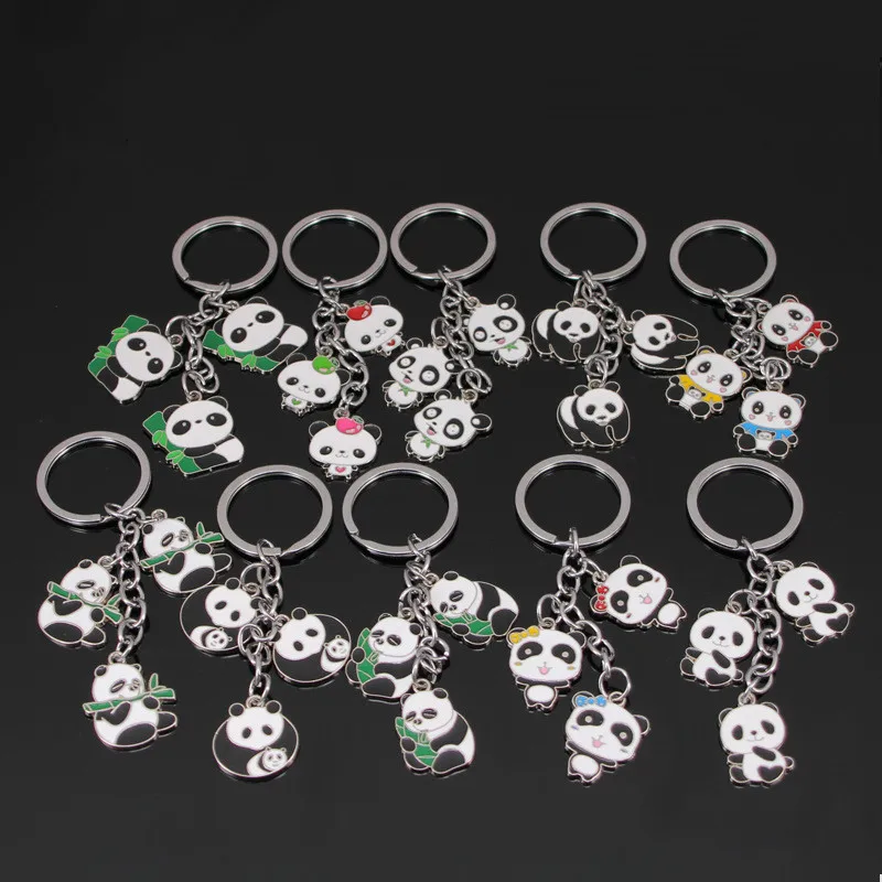 

Panda Key chain New Cute Panda Keychain for Bag Car Key Ring Tourism Souvenir Gifts Key chains holder silver trinket jewelry