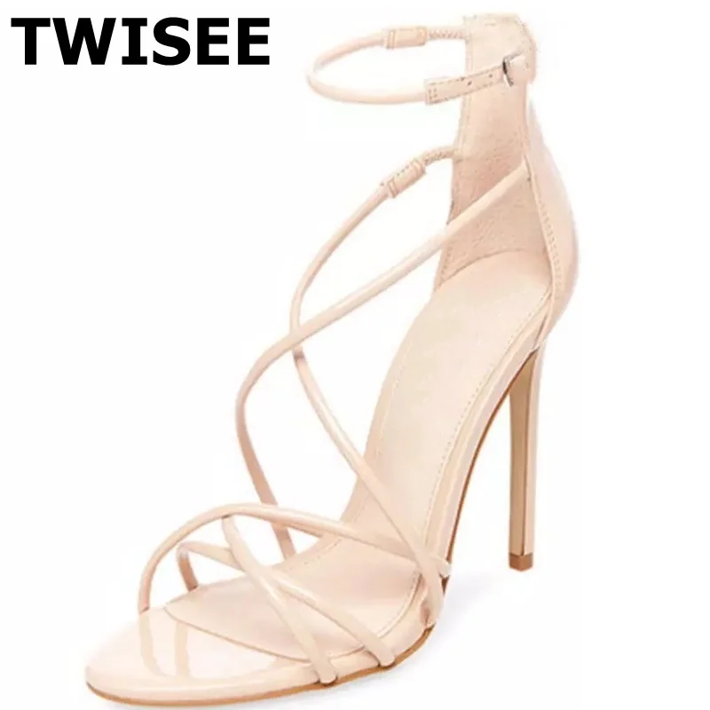 

TWISEE chaussure femme Sandals zapatos mujer new style fashion thin high heels 11 cm woman casual shoes solid pink