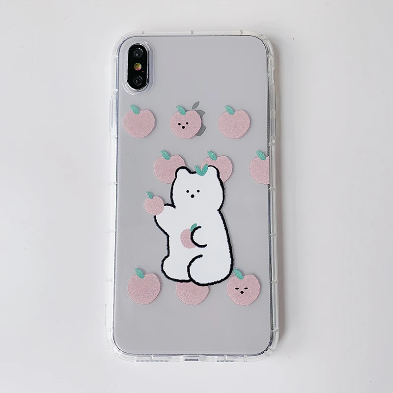 Чехлы для телефонов с милым медведем для iPhone 11 Pro 6 S, мягкий чехол из ТПУ с милым медведем для iPhone 7 8 plus, прозрачный мультяшный телефон 11 X XR Xs Max
