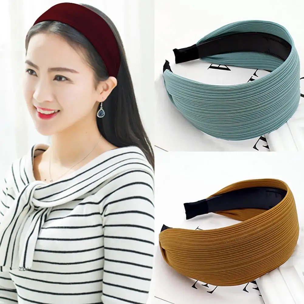 

Fashion Wide Solid Color Headband Hairband Head Wrap Women Girl Hair Accessories