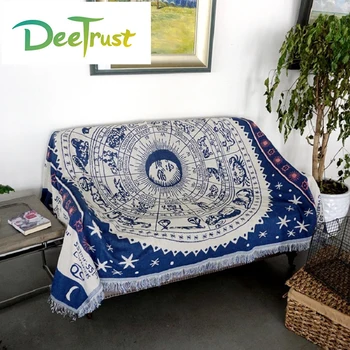 

Starry Sky Cotton Sofa Double Blanket Soft Constellation Fabric on Bed Warm Cobertor Throw Blanket Travel Supplies Home Textile