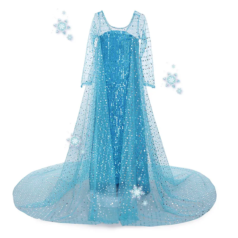 PaMaBa/блестящие Макси-платья Эльзы для девочек; костюм принцессы Эльзы для ролевых игр; карнавальное платье для костюмированной вечеринки - Цвет: Elsa Dress