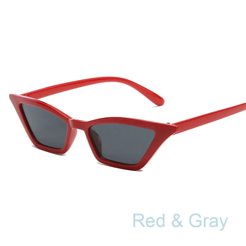 Новые модные сексуальные солнцезащитные очки кошачий глаз, женские маленькие ретро солнечные очки Cateye розового цвета, женские винтажные очки 90 s, очки с защитой от уф400 лучей - Цвет линз: RED GRAY