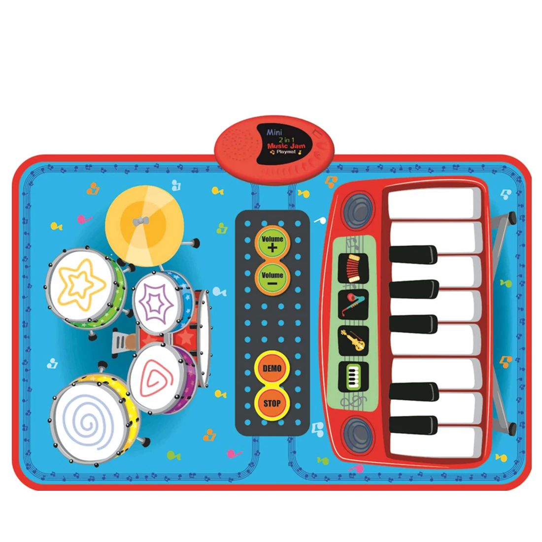 

2 In 1 Mini 2 Drumsticks Battery-powered Drum Piano Musical Touch Play Educational Music Carpet Child Toys For Children Gift