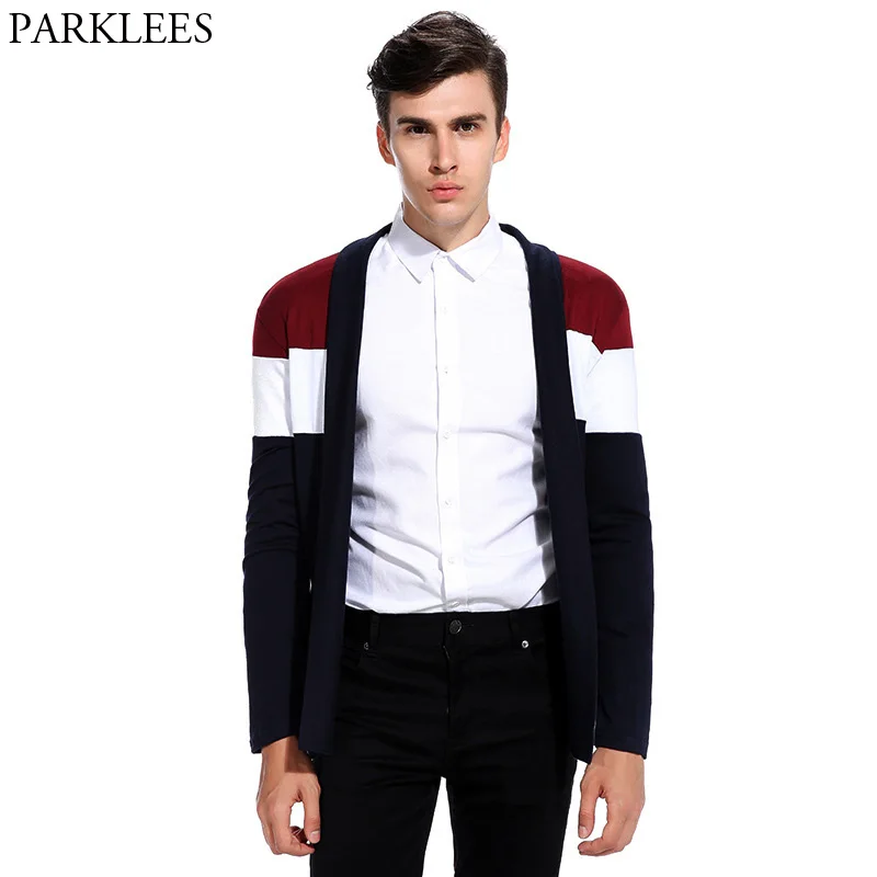 Striped Sweater Men 2017 Autumn Shawl Collar Sweater Slim