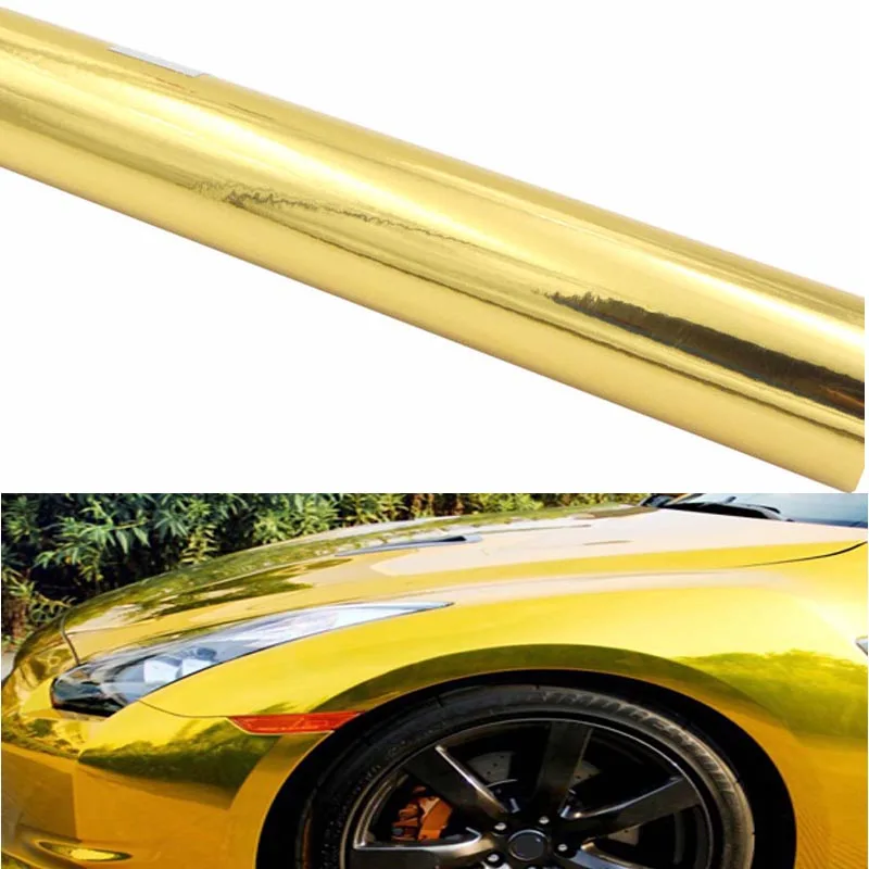 

5meters X 60cm gold car chrome vinyl foil sticker wrap the whole body auto internal external sticker accessories car styling