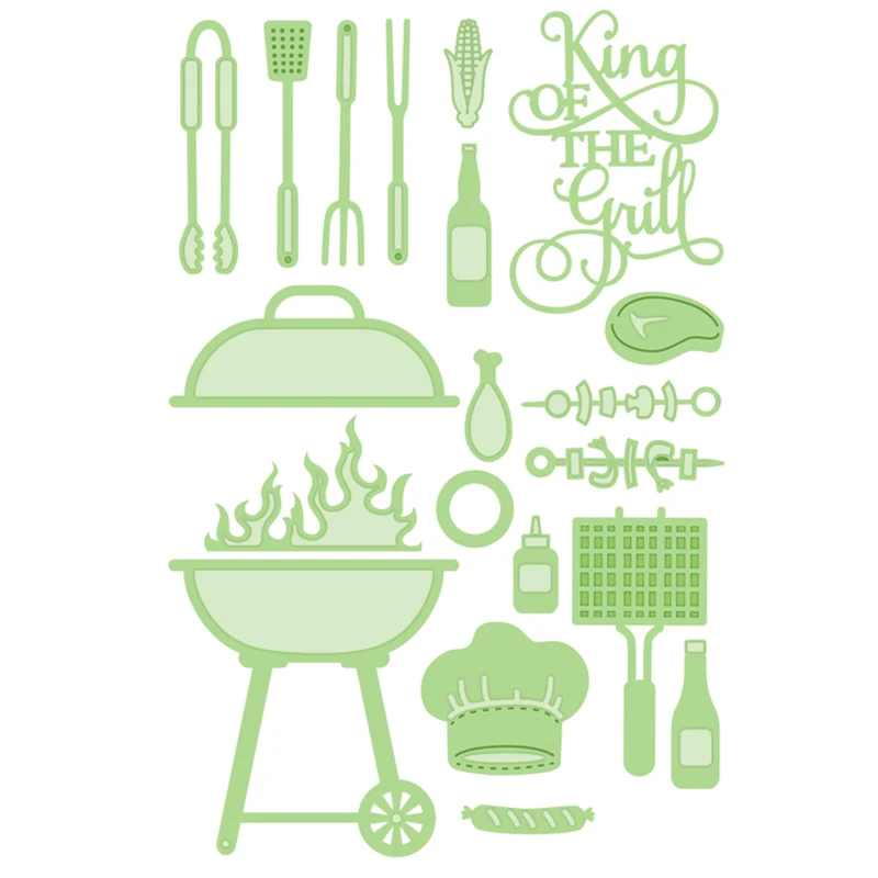 Barbecue Cook Set Metal Cutting Dies Stencils For DIY Scrapbooking Decorative Embossing Suit Paper Cards Die Cutting Template