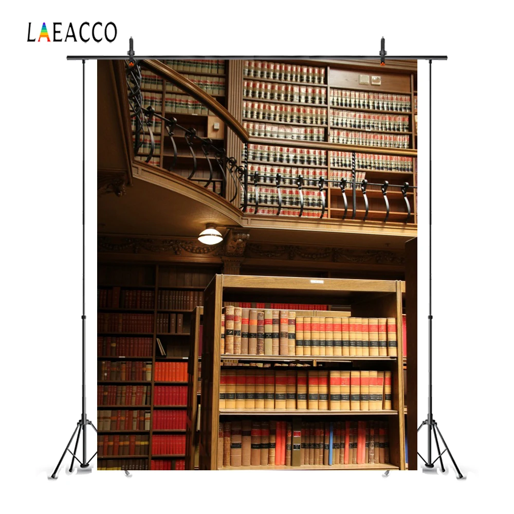 cheap Laeacco Library Corner Bookcase Book Shelf Books Photography Backgrounds Customized Photographic Backdrops For Photo Studio