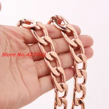 High Quality 7-40″ 15/19mm wide Rose Gold color 316L stainless steel cuban link chain necklaces Bracelet women&men jewelry