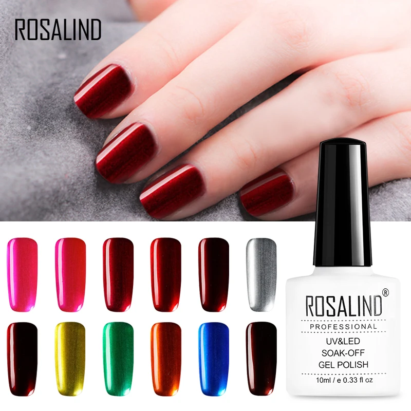  ROSALIND Titanium Gel Nail Polish 10ML Top Coat UV Sliver color Soak Off Nail Art Gel Semi Permanen