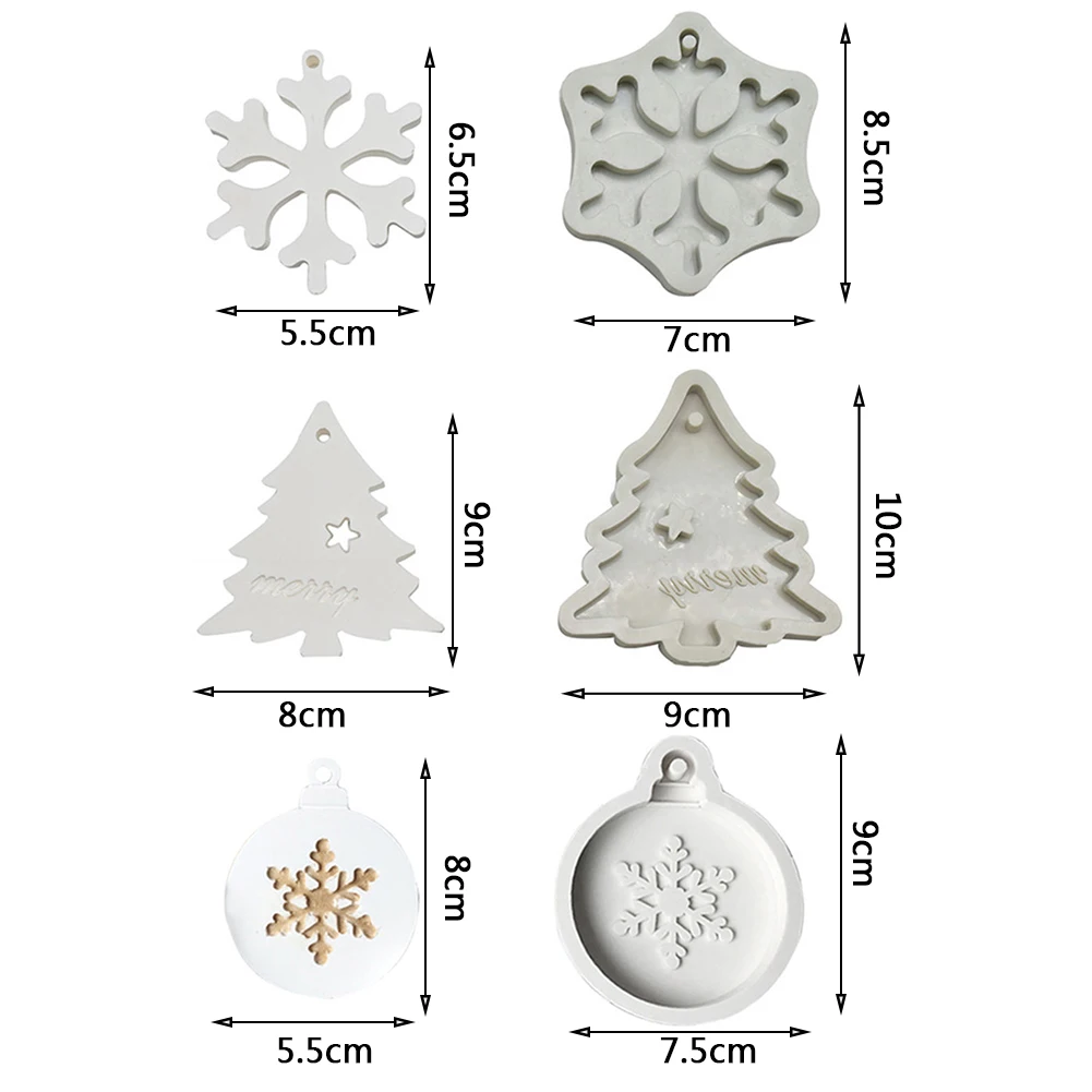 Новинка, снежинка, Рождественская елка, Жидкая силиконовая форма для торта, инструменты для выпечки, ароматическая свеча, гипсовая глина, форма с отверстием, сделай сам