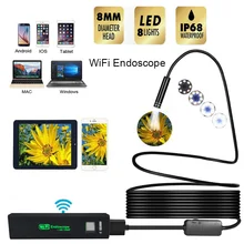 8 мм HD 1200 P Wifi эндоскоп Камера USB IP68 Водонепроницаемый бороскоп полу жесткая трубка Беспроводной видео проверки для Android/iOS