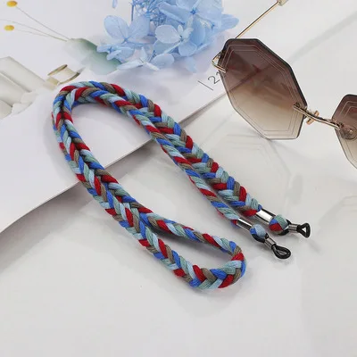 Нескользящая цепочка для очков, Ретро стиль, висячая шея, Корейская мужская веревка, цепочка для солнцезащитных очков, твист, толстый шнур, держатель для шейного ремешка - Цвет: Синий