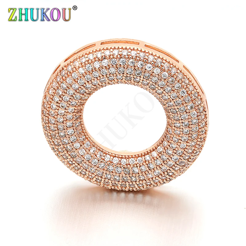 27mm Handmade Micro Pave Cubic Zirconia Beads Charms for Diy Crafts Jewelry Findings Making, Model: VZ142