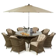 Торговля гарантия ротанга 8 местный круглый обеденный набор уличная садовая мебель