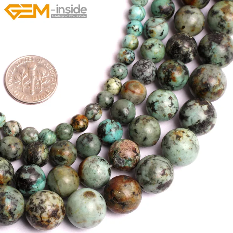 

Gem-inside 4-12mm Natural Blue Africa Turquoises Stone Beads For Jewelry Making 15inch DIY Beads Jewellery