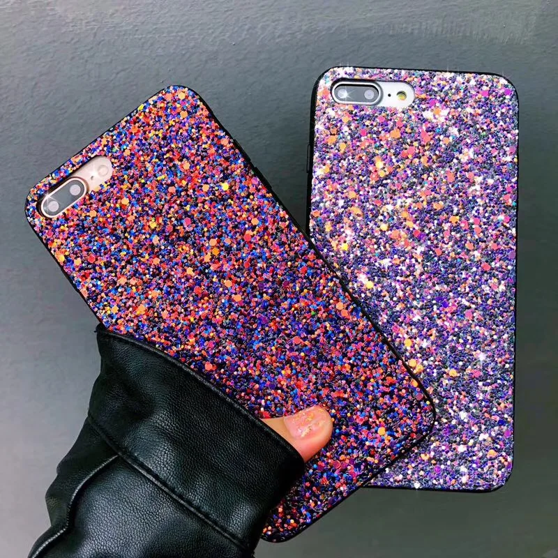 Роскошный Блестящий Матовый чехол с блестками для iPhone 7 6 6S Plus 8 задняя крышка X XR XS