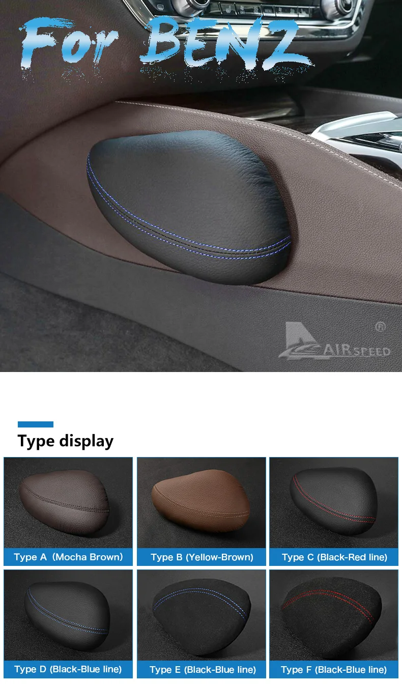 Leather Car Leg Cushion Knee Pad Thigh Support Pillow for Mercedes Benz W203 W204 W205 W211 W210 W212 AMG Accessories (1)
