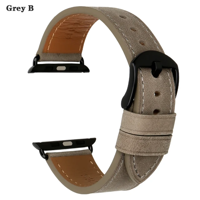 High Quality Leather Strap For Apple Watch Band 45mm 41mm 42mm 38mm 44mm 40mm Series 7 6 SE 5 4 3 iWatch Watchband Grey B