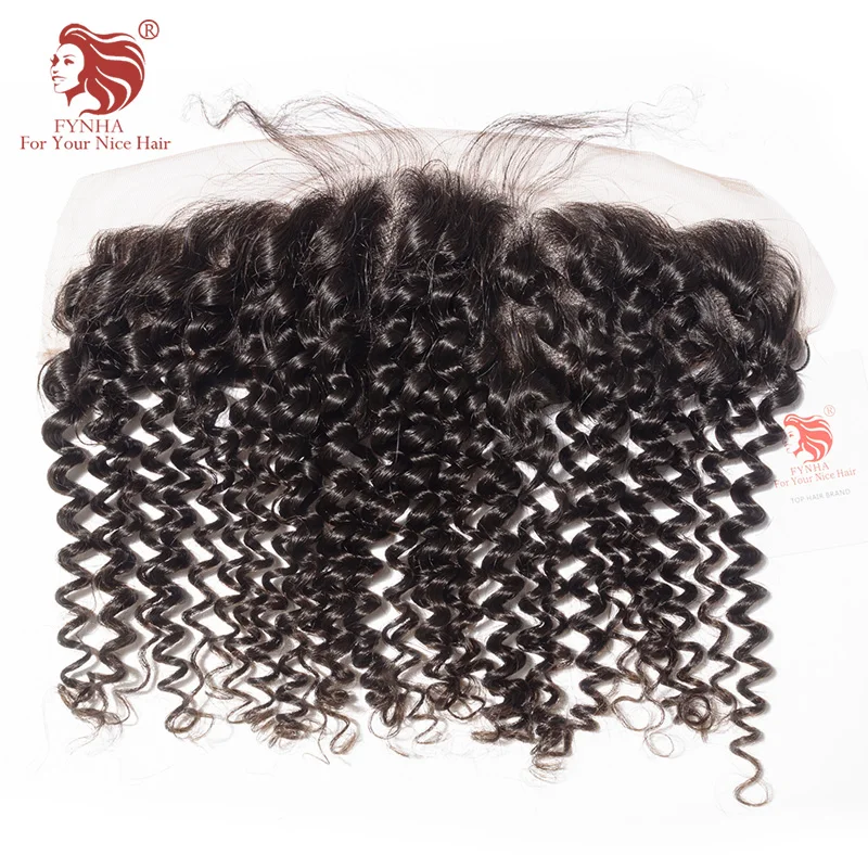 

[FYNHA]Lace Frontal Closure Brazilian  Kinky Curly  Virgin Hair 13*4 Swiss Lace 100% Human Hair Free Shipping