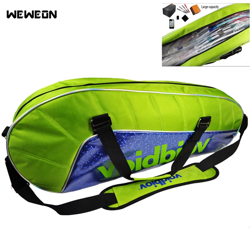 

New Tennis Racket Bag 4Pcs Large Badminton Bags PU Racquet Sport Backapck Hex-thread Design Athlete Sporting Accessories
