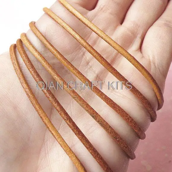 50 yards 2mm Genuine Leather Strings Round Leather Cord Leather Strips