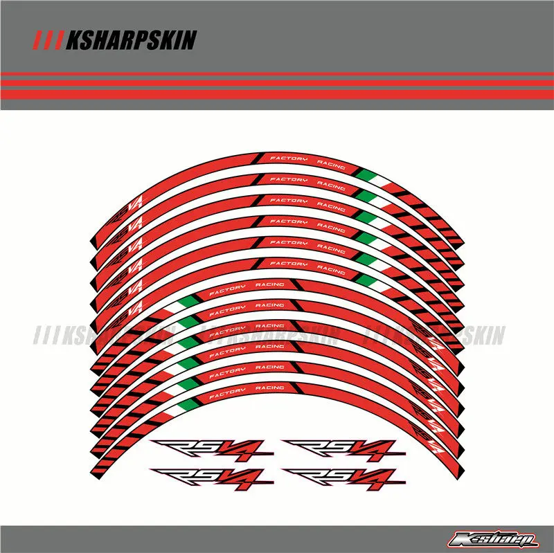 12 X толстый край внешний обод наклейки полосы колесные наклейки подходят APRILIA RSV4 17'' - Цвет: Красный