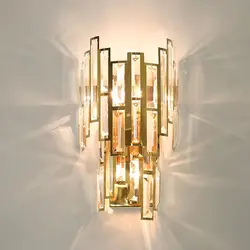 Золотой кристалл настенный светильник нержавеющая сталь узор настенный светодиодный светильник для гостиная