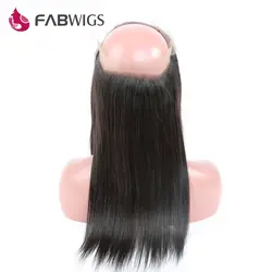 Fabwigs 360 Синтетический Frontal шнурка волос Синтетическое закрытие волос шелковистой прямо бразильский Волосы Remy отбеленные узлы с ребенком