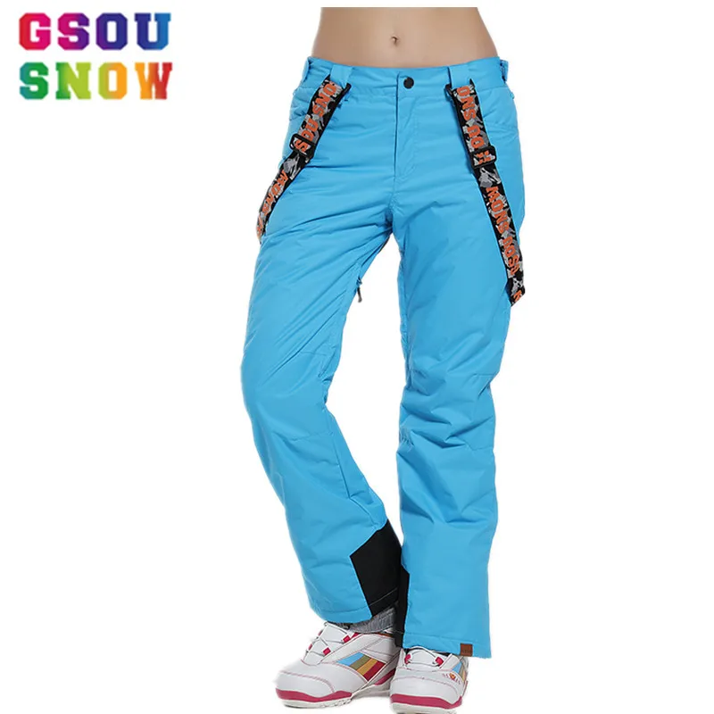 Gsou الثلوج العلامة التجارية بناطيل تزلج النساء على الجليد للماء السراويل تنفس الزحافات السراويل الشتاء في الهواء الطلق الرياضة الجبلية التز...