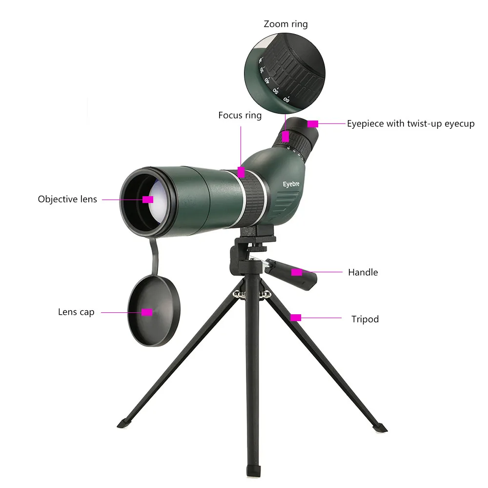 20-60x60 охотничий Монокуляр Зрительная труба телескоп портативный дорожный телескоп Монокуляр телескоп птичий патруль с треногой чехол для переноски