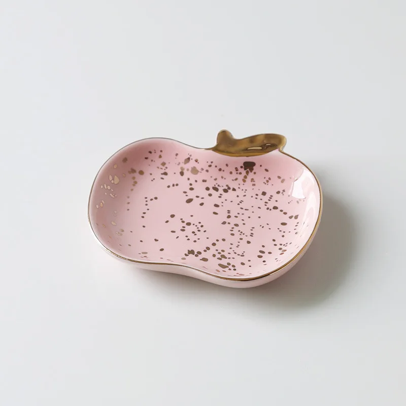 Nordic Ceramic Watermelon Apple Small Jewelry Dish Earrings Necklace Ring Storage Plates Fruit Dessert Display Bowl Decoration