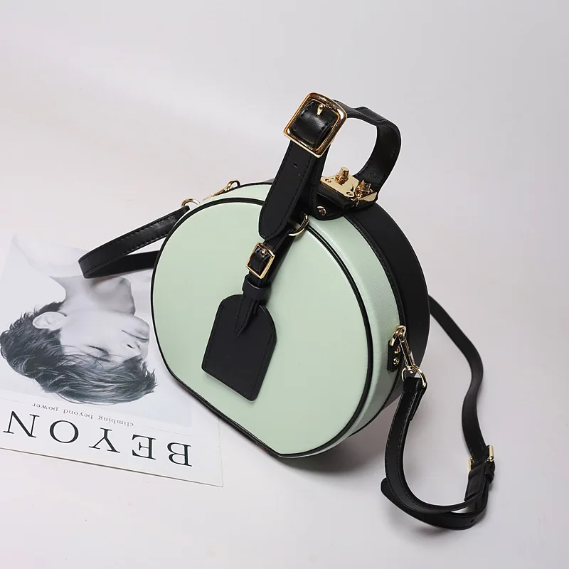 

Fashion Box Women Bag Genuine Leather Hit Color Women Messenger Bag Small Bag New Shoulder Package Europe Fashion Mini