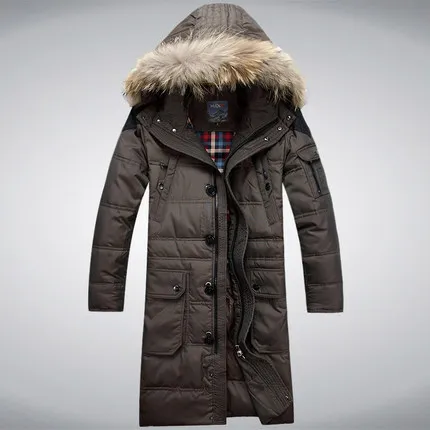 Cheap 2015 Hot New Thicken Warm Men Down jacket Coat Hooded Raccoon Fur collar Parkas Cold Windproof Long Plus Size 3XXXL Leisure 