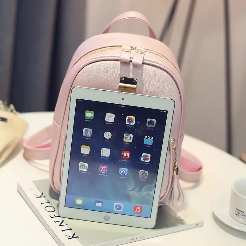  Women backpack leather school bags for teenager girls stone sequined female preppy style small back - 32790537842