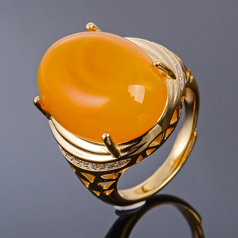 MeiBaPJ настоящий натуральный ювелирный камень, халцедон мужское кольцо или пустое кольцо поддержка Настоящее серебро 925 проба хорошие
